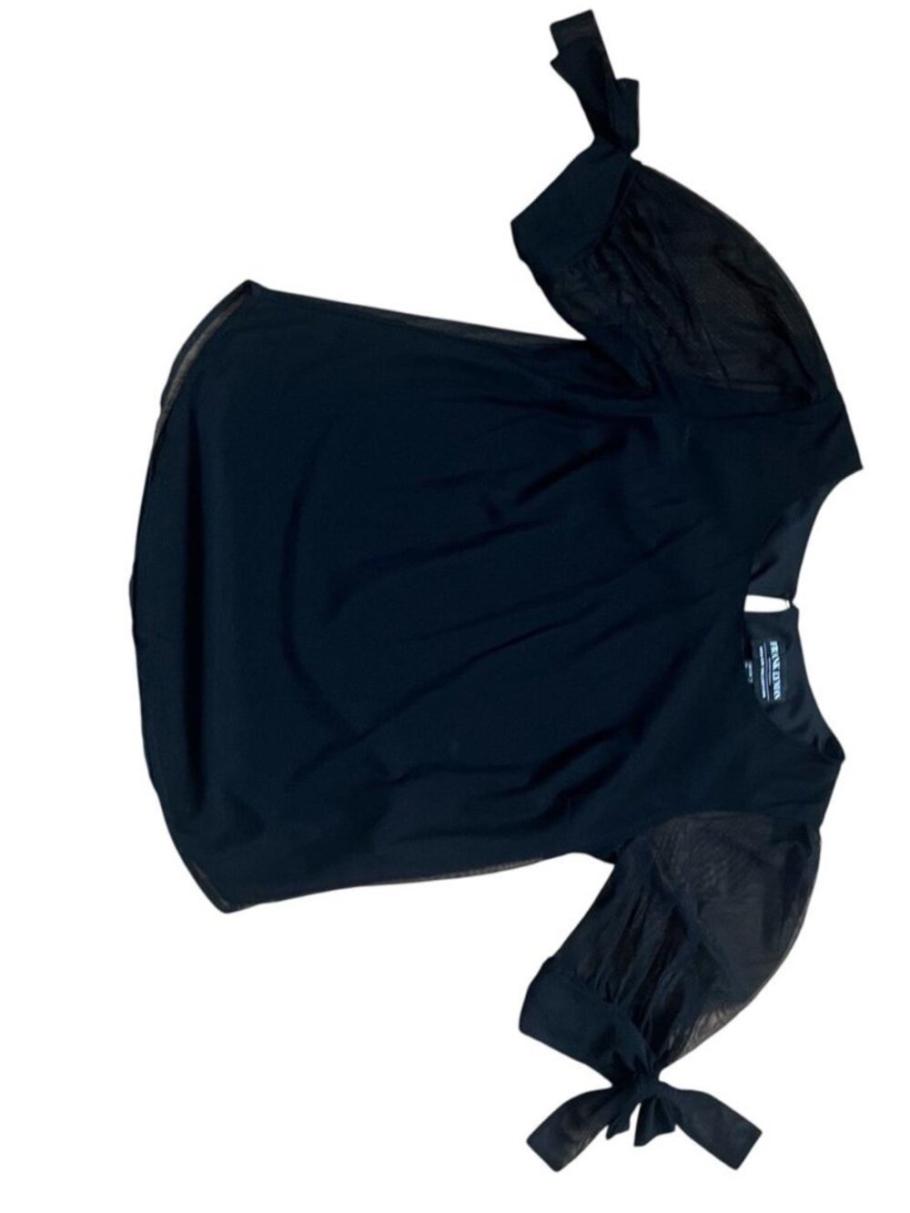 frank lyman black blouse with sheer sleeves